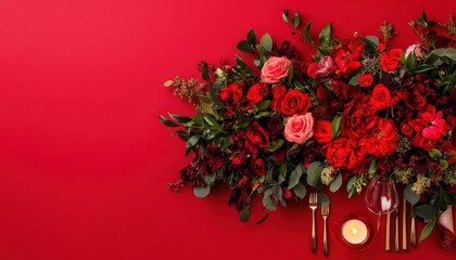 Obraz premium Elegant Red and Pink Floral Centerpiece for Romantic Celebration
