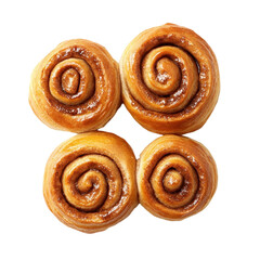 Cinnamon Buns top view isolated on transparent background.