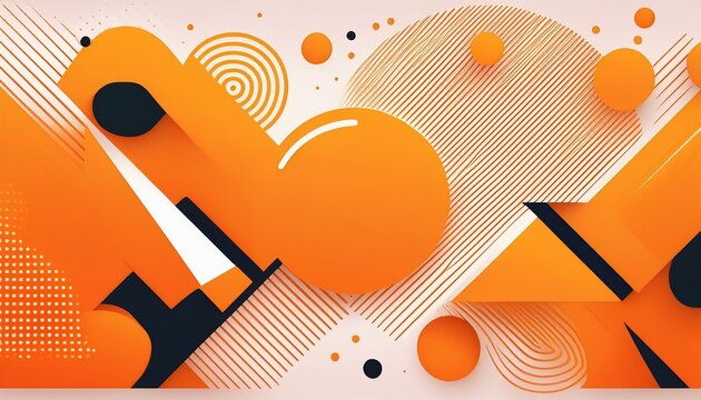 Geometric memphis style modern banner with orange shapes. Generated image