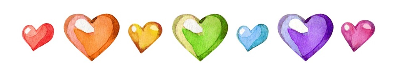 Vibrant hearts in various colors arranged in a delightful pattern for decoration or design creations