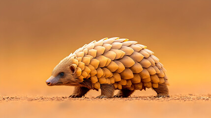 Obraz premium Endangered Pangolin or scaly anteaters. Unique mammals covered with scales.