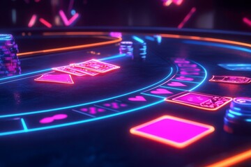 Neon Casino Blackjack Table
