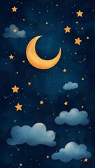 Naklejka premium Night sky with moon Mobile Background