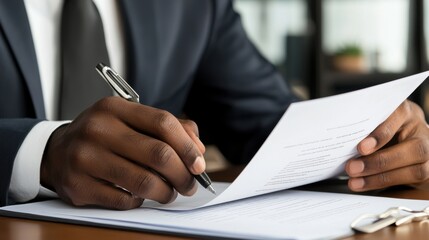 Recruiter reviewing candidateâ€™s resume with thoughtful expression