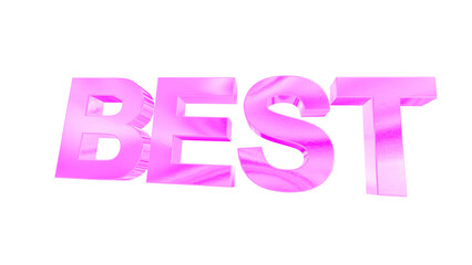 3d BEST text with pink iridescent effect isolated on a transparent background. 3d elements for graphic design.