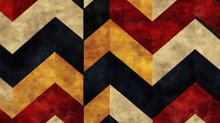 Vintage Chevron Pattern: A captivating geometric pattern with a timeless appeal. Composed of interlocking chevrons in a bold color palette of crimson, ochre, and navy blue.