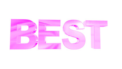 3d BEST text with pink iridescent effect isolated on a transparent background. 3d elements for graphic design.