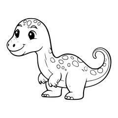 Cute dinosaur illustration coloring page - coloring book for kids