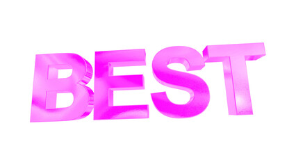 3d BEST text with pink iridescent effect isolated on a transparent background. 3d elements for graphic design.