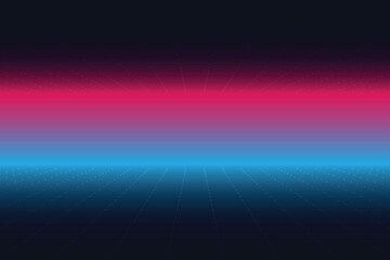 Obraz premium Pixel art background. 8 bit game. retro game. for game assets in vector illustrations. Retro Futurism Sci-Fi Background. glowing neon grid and stars from vintage arcade comp