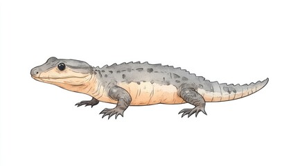 Naklejka premium Detailed illustration of a prehistoric amphibian-like creature on a plain white background