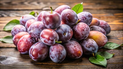 A cluster of plums hangs from a branch covered in a thick layer of slimy white substance, fruit, soft, plum, slime, fungal growth