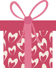 Valentine's Day Gift Box Illustration with Heart Pattern