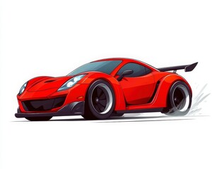 Sleek Red Sports Car in Action with Dynamic Motion Effects