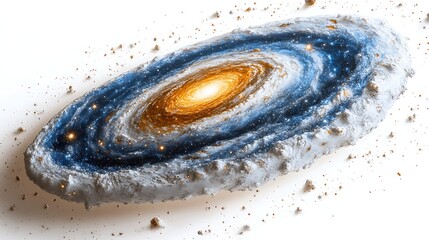 Fototapeta premium Spiral Galaxy: A breathtaking close-up of a spiral galaxy with swirling arms of stars, gas, and dust. The galaxy is illuminated by a bright central core.