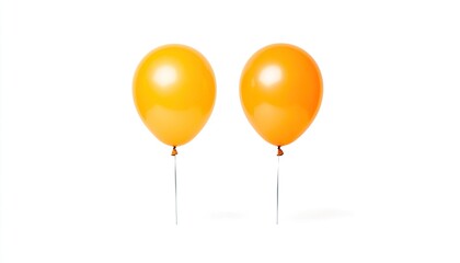 Two vibrant orange balloons floating against a clean white background, symbolizing celebration and joy