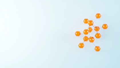 Abstract representation of molecular structure with orange atoms on light background