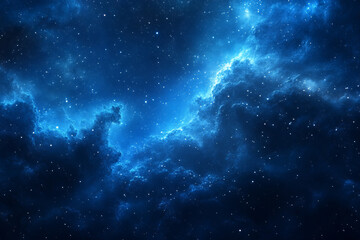 Fototapeta premium ethereal beauty of blue nebula in dark cosmic space background featuring starry night galaxy textures and celestial deep space images