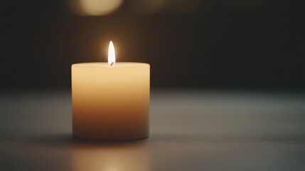 The gentle glow of a flickering candle casts a warm light throughout the dark room, fostering a peaceful atmosphere perfect for unwinding and deep reflection