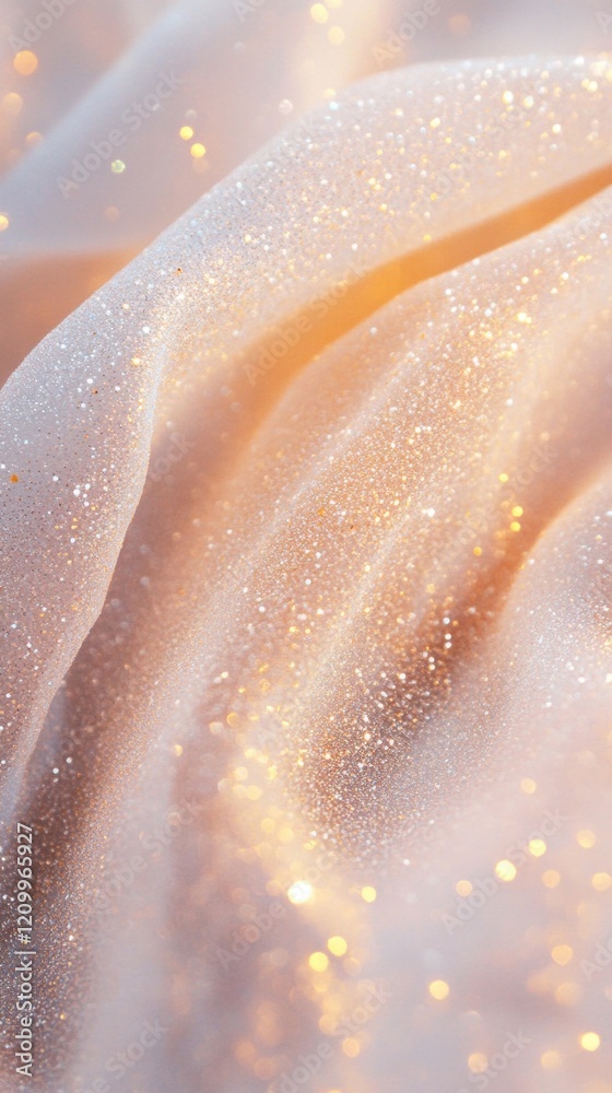 Wall mural soft white waves create a serene atmosphere, enhanced by shimmering sparkles that add elegance and d