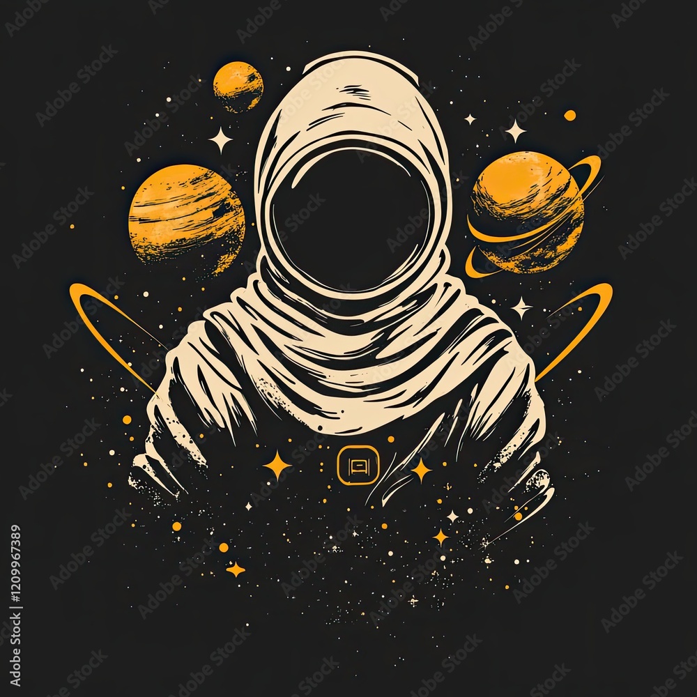 Canvas Prints astronaut in space surrounded by planets and stars