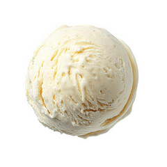 a single scoop of creamy vanilla ice cream. showcasing its smooth texture and light color against a clean white background. emphasizing its appeal as a delicious dessert