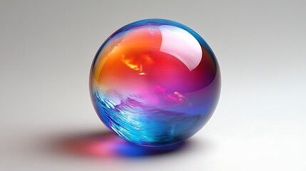 Abstract Orb: Vibrant Hues Within a Glass Sphere: A mesmerizing sphere of glass captures a swirling blend of vibrant red, orange, and blue hues.