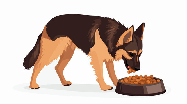 german shepherd eating food from bowl clip art preview