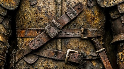 Mud-splattered medieval armor detail, battlefield background, historical reenactment