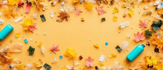 A forest overwhelmed by microplastics, illustrating the environmental impact on plants and animals, raising awareness on the urgent need to tackle pollution and its harmful effects
