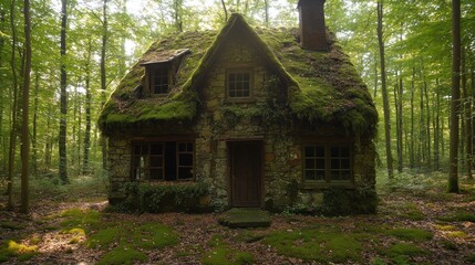 Mossy Cottage, Forest, Overgrown, Sunlit, Abandoned, Fairytale, Mystical, Nature, Photography,  Storytelling