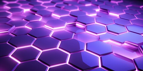 Abstract Purple Honeycomb Pattern with 3D Effect and Ambient Light for Modern Design Projects and Creative Backgrounds