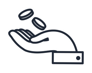 money in hand icon line