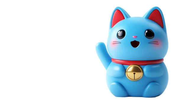Cute 3D illustration of blue cat isolated on white background 