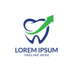 Dental arrow logo. The dental with arrow sign. Perfect for dentist logo, dental clinic logo, or dental healthcare industry logo.