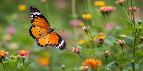 A Beautiful Display of Flying Plain Tiger Butterflies in Their Natural Habitat
