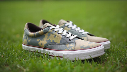Eco-Friendly Sneakers on Green Grass
