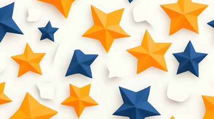 Repeating Geometric Pattern with Multicolored Star Shapes