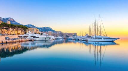 Fototapeta premium Luxury Yachts at Sunrise