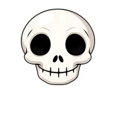 Fototapeta premium Cute Cartoon Skull Illustration Happy Halloween Design Friendly Skeleton Face White Background
