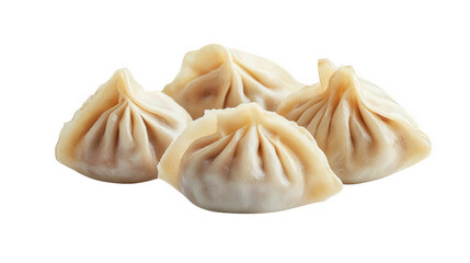 four dumplings. showcasing their pleated design and soft texture. emphasizing their culinary appeal these dumplings are typically enjoyed in various cuisines. often served with dipping sauces. making