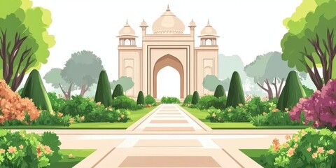 Obraz premium Mughalera landscaping in a heritage garden a fusion culture nature culinary delights