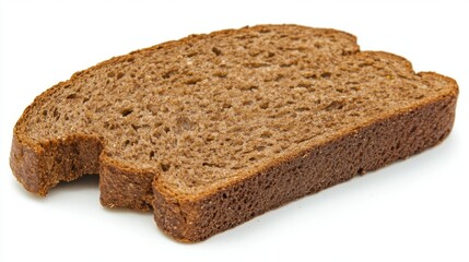 Slice of Dark Rye Bread Isolated on White Background for Culinary Use