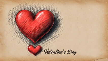 A heart drawn with a pencil on a sheet of paper, symbolizing love and romance.