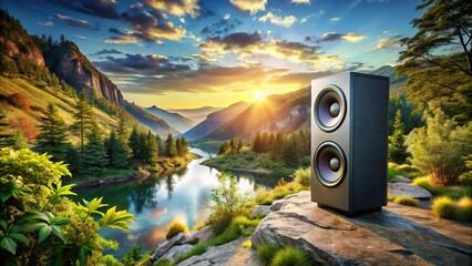 Modern HiFi speakers: minimalist design, refined audio photography.