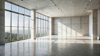 Fototapeta premium Spacious modern loft with expansive windows and natural light