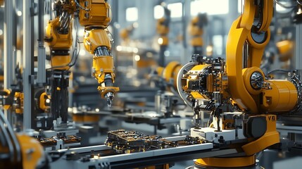 Industrial Robots Automated Manufacturing Process