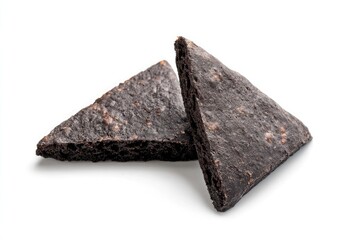 two triangle slices of black bread
