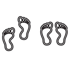 Human footprints line. Barefoot prints set. Vector clipart.