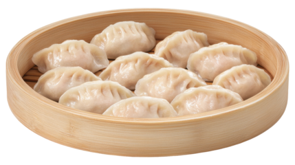 Freshly Steamed Dumplings in a Bamboo Basket for Delicious Meals